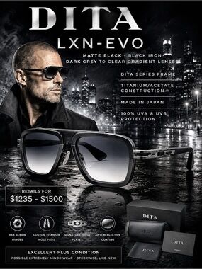 DITA LXN-EVO | Matte Black - Black Iron w/Dark Grey to Clear Gradient Lenses
